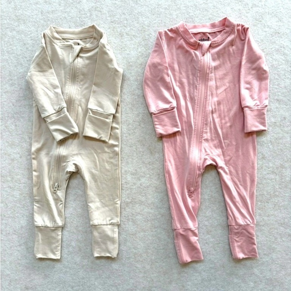 Wildbird Modal Tencel Footless Sleeper Set Pink Cream Newborn 0-3 Months 2pk